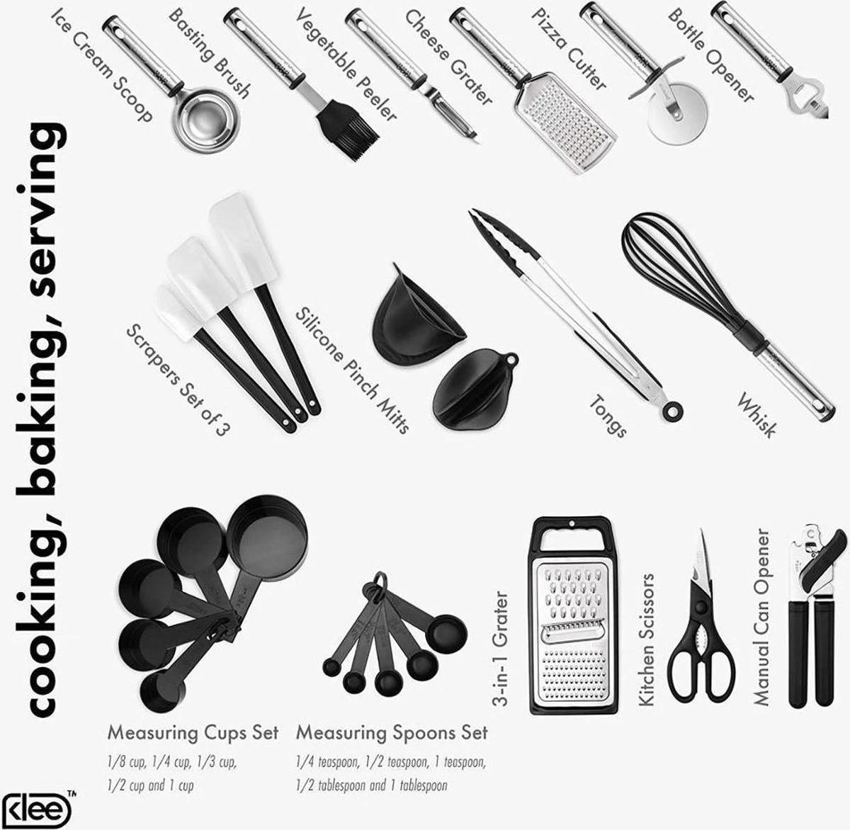 Kookgerei Set - Zwart - 42-delig - Keukengerei - Afbeelding 10