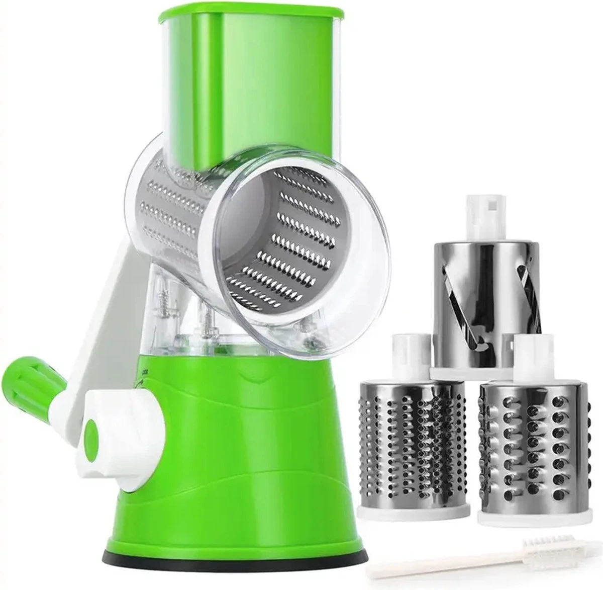 Groentesnijder - Rasp & Kaasrasp - Multifunctioneel - Keukensnijder - Vaatwasser Bestendig - Inclusief 3 Opzetstukken -wit/groen - Afbeelding 2