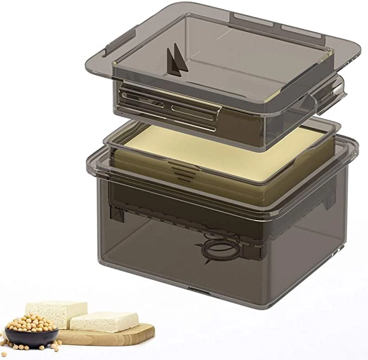 Tofu Pers - Tofupers - Tofu Press - 3 Laags - Zwart/Grijs - Eenvoudig In Gebruik - Vaatwasser Geschikt - 15/30 Min Vochtvrije Tofu - Afbeelding 5