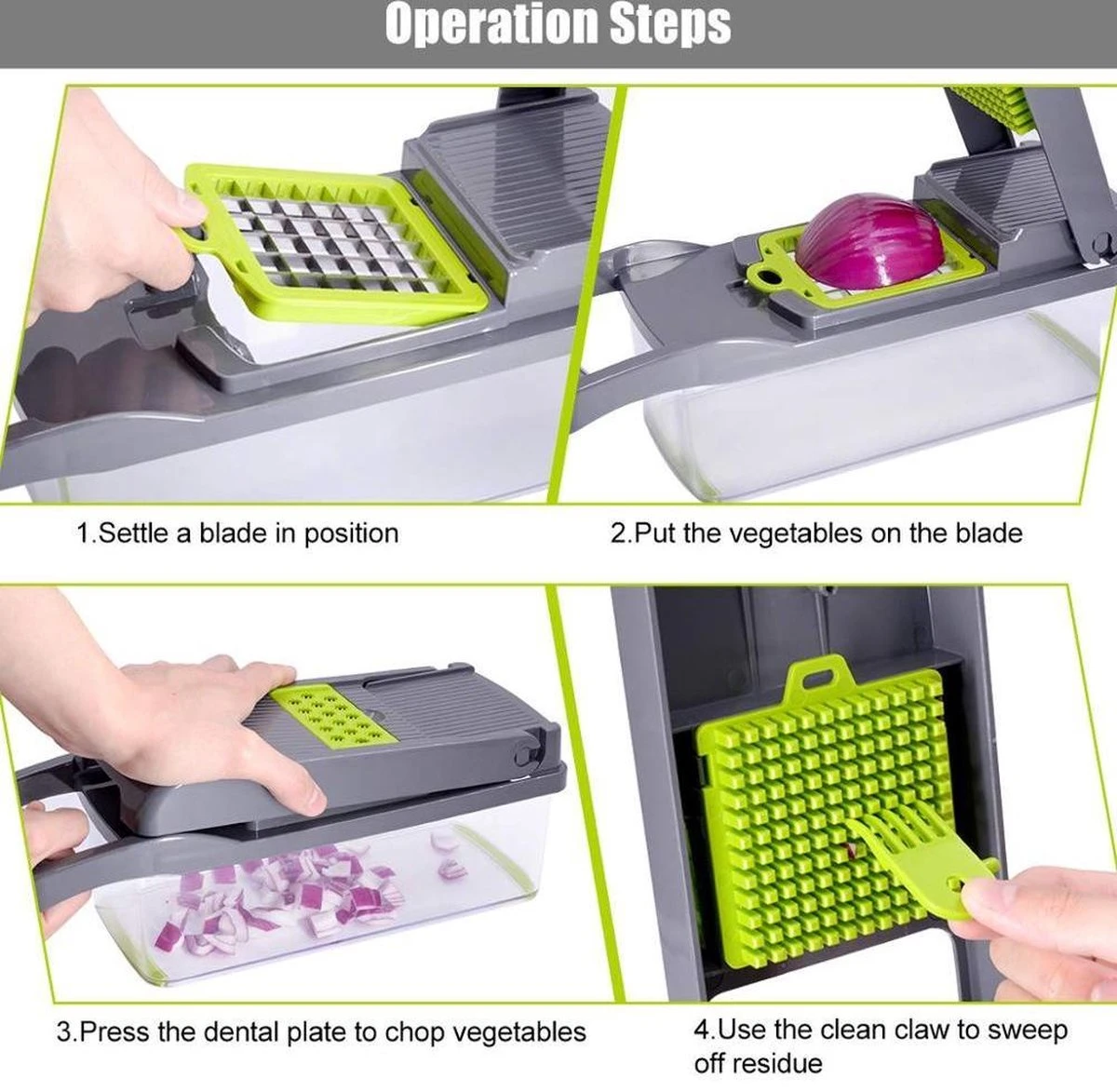 Merkloos Groentesnijder | Multifunctionele Groentesnijder | Handmatige Groentesnijder | Snijder | Vegetable Cutter | Fruit Snijder | Mandoline | Snijmachine | Keukengerei | Kookgerei - Afbeelding 8