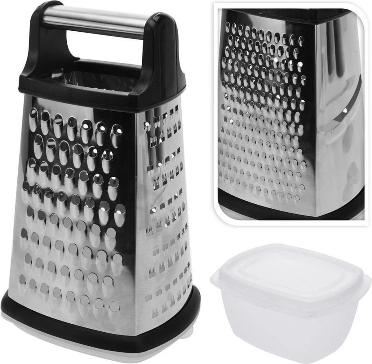 Merkloos Rasp 4-zijdig Met Handig Opvangbakje/bewaarbakje - Keukenraspen/handraspen/raspen - Koken - Keukengerei