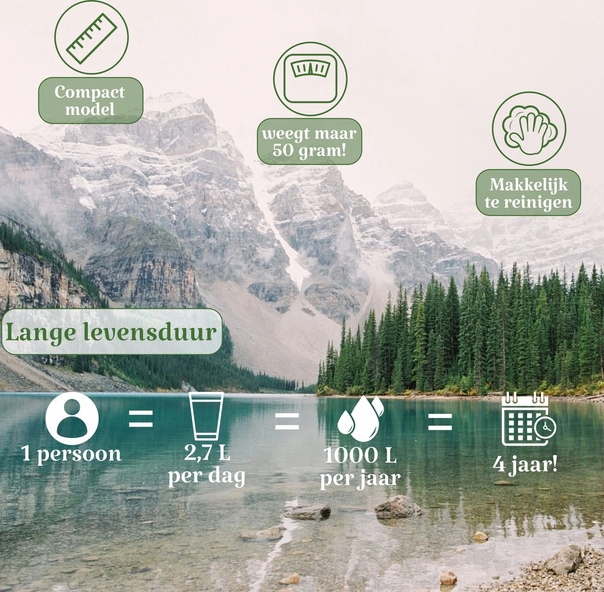 Waterfilter Survival Steddy Pro - Zuiver Gratis Drinkwater - Waterfles Waterzuivering - Waterfilter Kraan - Outdoor - FILTER 4000 LITER! - Afbeelding 3