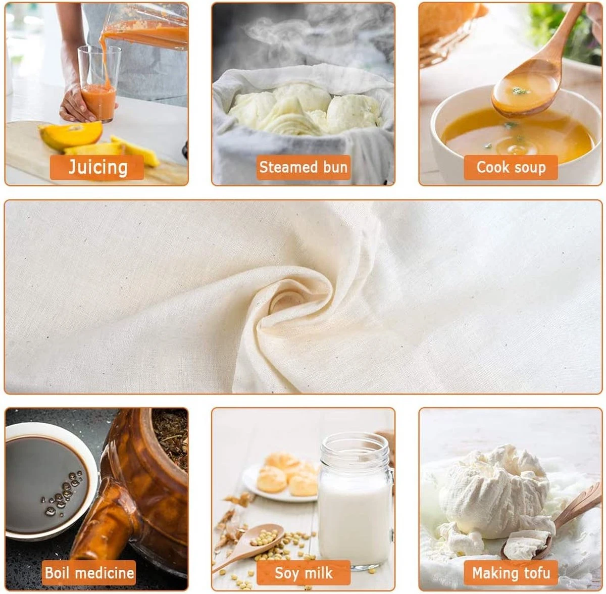 BOTC Kaasdoek - Passeerdoek - 95 X 90 Cm - 2 Stuks -zachte Neteldoek - Passeerdoek - 100% Linnen – Ongebleekt - Micromousseline - Afbeelding 4