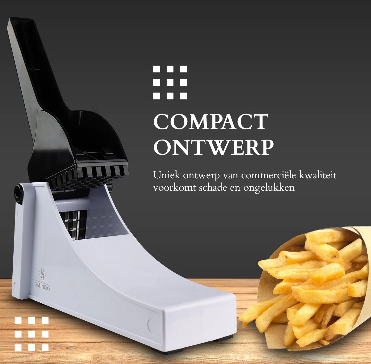 Salincio Frietsnijder – Sterke RVS Mes - Patatsnijder - Groentesnijder - Mes Voor Patat - Compact En Veilig - Afbeelding 3