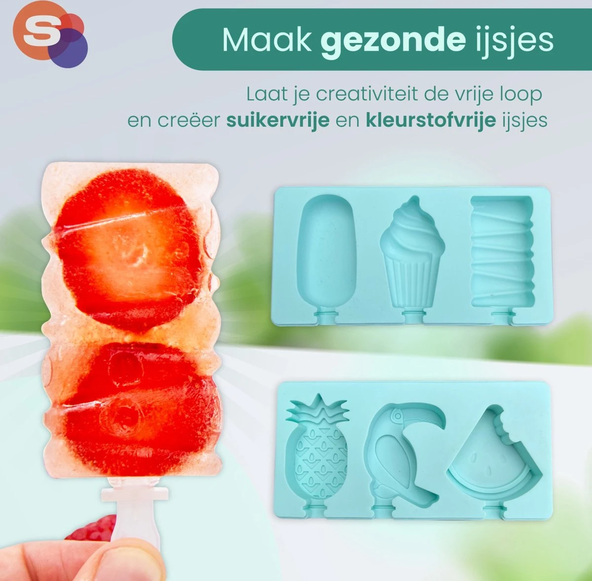 Sparklyn IJsvormpjes - Incl. Afsluitbare Deksel & IJsstokjes - IJslolly Vormen - 6 Stuks - Blauw - Afbeelding 6