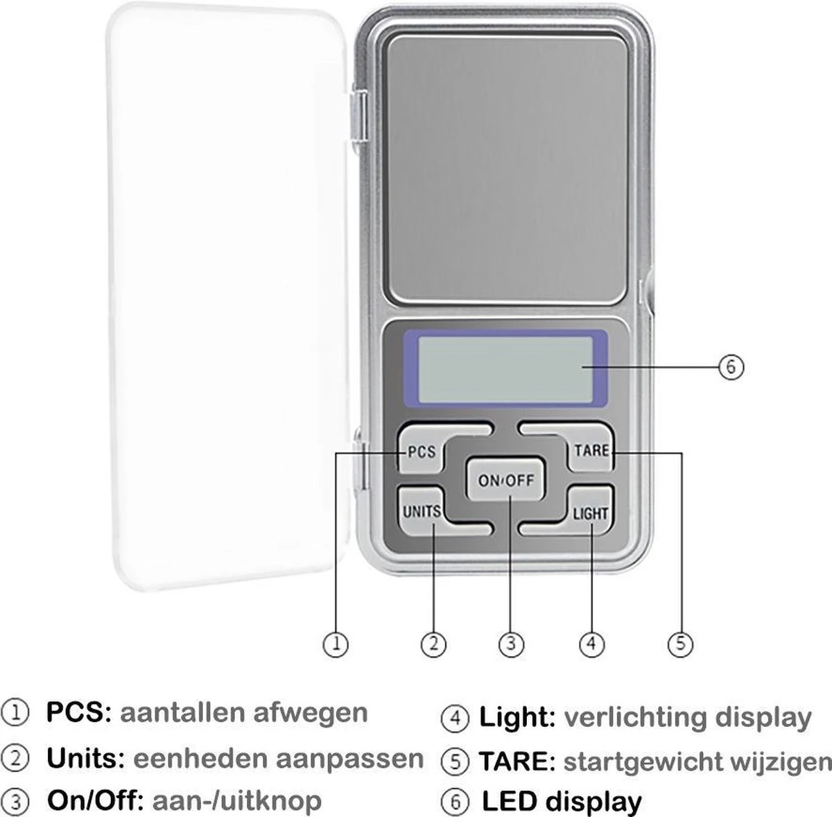 Digitale Precisie Keukenweegschaal - Van 0.01 Tot 200 Gram - Zilver - Afbeelding 2