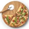 1x Houten Pizza Snijplanken/borden Met Pizzasnijder 32 Cm - Zeller - Keukenbenodigdheden - Kookbenodigdheden - Pizzaborden - Pizzasnijplanken - Snijplanken Voor Pizza