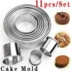 Merkloos Fastsurfe - Kookringen - 11 Stuks Set - Rvs - Ronde Cookie - Biscuit Snijders - Cirkel - Gebak Snijders - Metalen - Bakken Cirkel - Ring Mallen Voor Keuken
