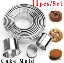 Merkloos Fastsurfe - Kookringen - 11 Stuks Set - Rvs - Ronde Cookie - Biscuit Snijders - Cirkel - Gebak Snijders - Metalen - Bakken Cirkel - Ring Mallen Voor Keuken