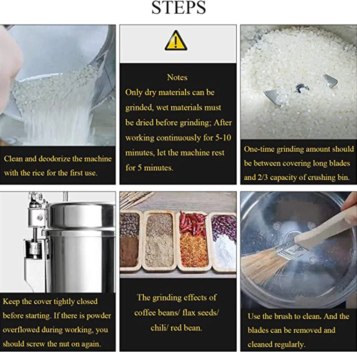 Professionele Elektrische Graanmolen - 800g Keukenmolen - Spice Grinder - Elektrische Kruidenmolen - RVS 3000W - 36000 (r/p) - Overload Protection - Afbeelding 4