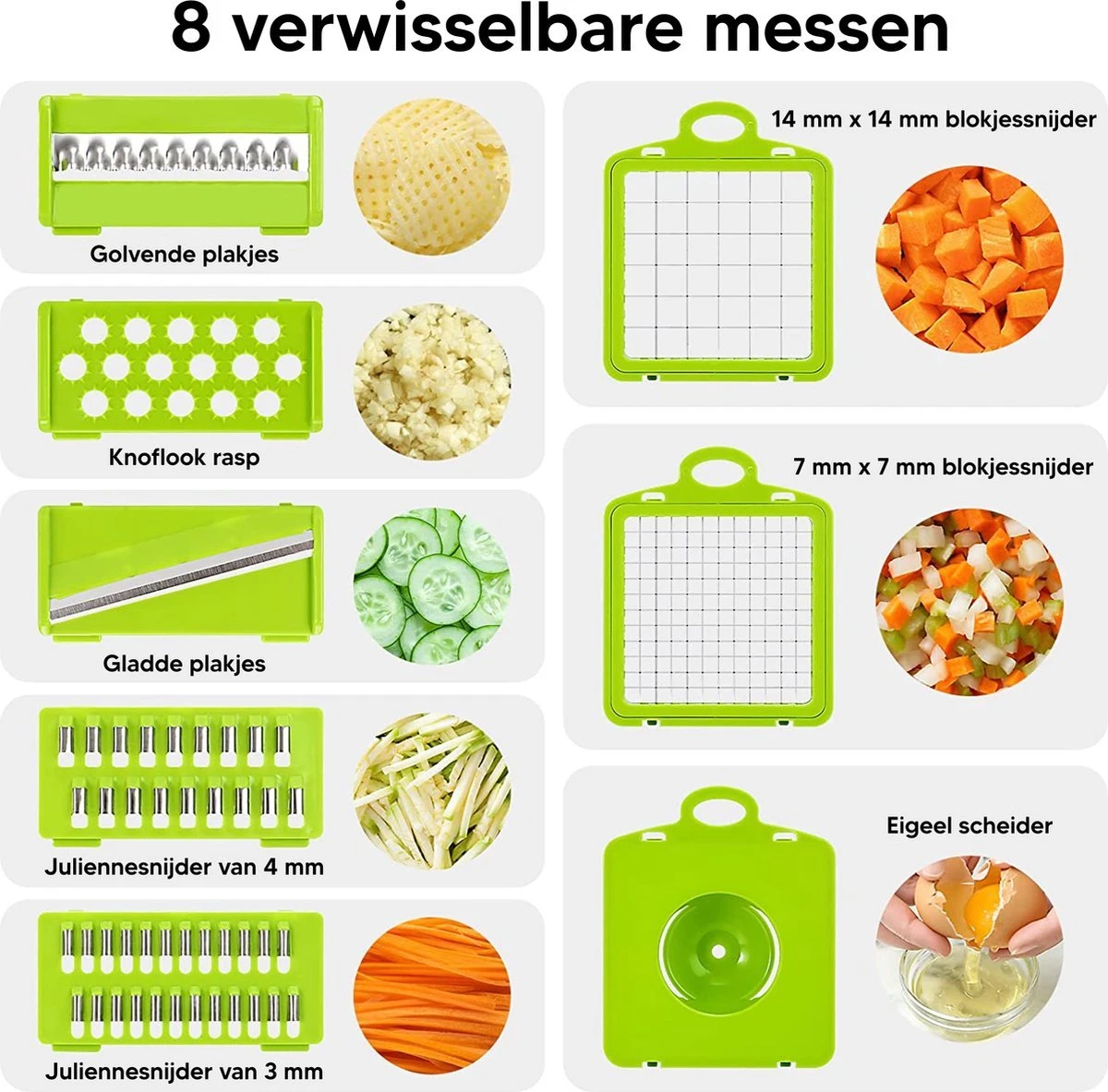 IM GOODS Multifunctionele Groentesnijder - Mandoline - Uiensnijder - Groentensnijder - Keukensnijder - Snijmachine Groenten 12 Delig - Afbeelding 4