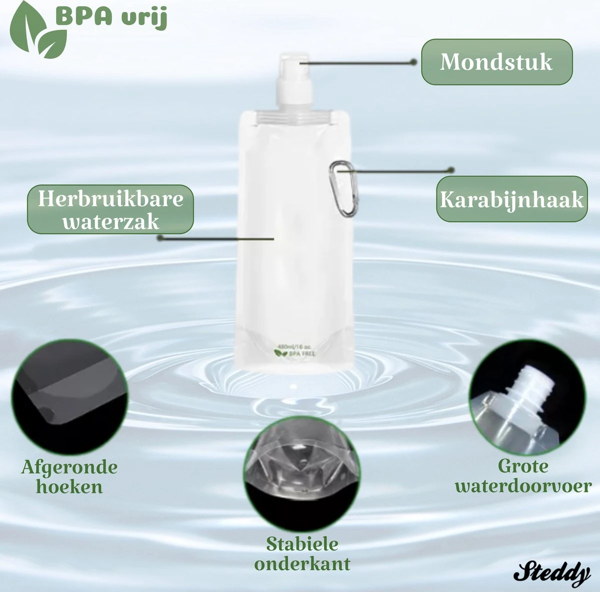 Waterfilter Survival Steddy Pro - Zuiver Gratis Drinkwater - Waterfles Waterzuivering - Waterfilter Kraan - Outdoor - FILTER 4000 LITER! - Afbeelding 9