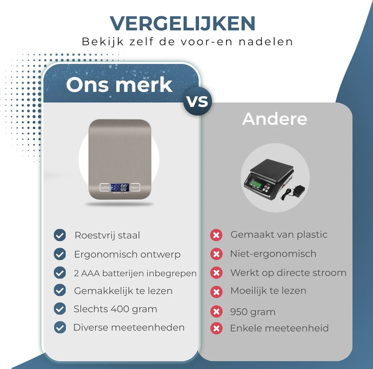 Ease Store Digitale Keuken Weegschaal Precisie – 1gr Tot 6kg – Elektrisch – Inclusief Batterijen – Tarra Functie - RVS - Afbeelding 3
