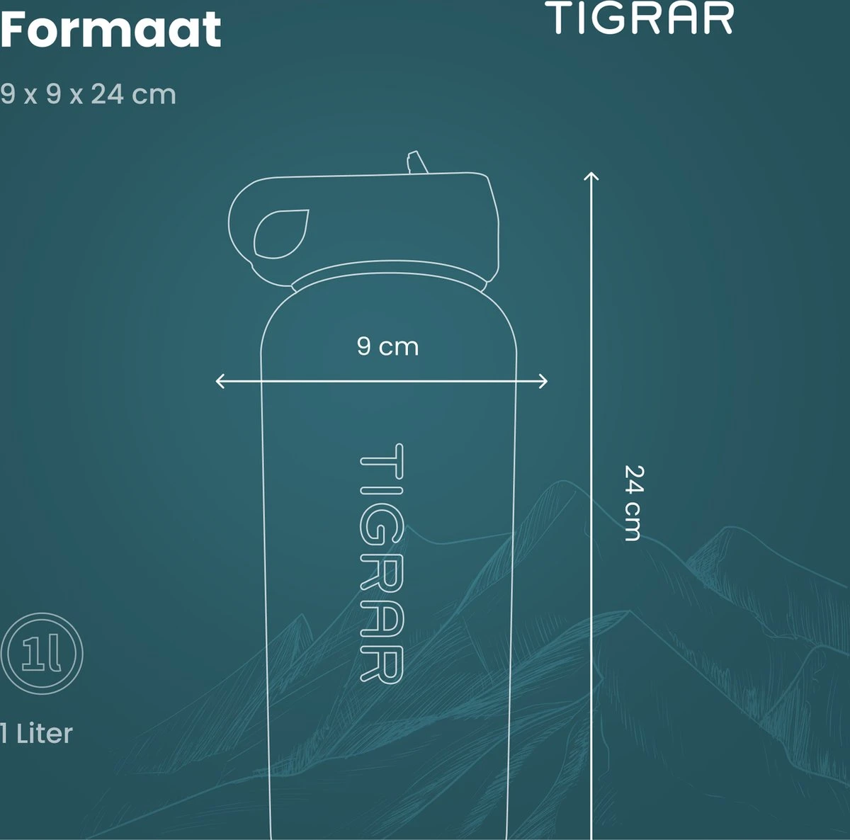 Tigrar - Waterfles - Drinkfles - Thermosfles 1 Liter Dubbelwandig - RVS - (Staal) Blauw - Incl. Extra Dop 3 Rietjes En Reiniger - Afbeelding 10