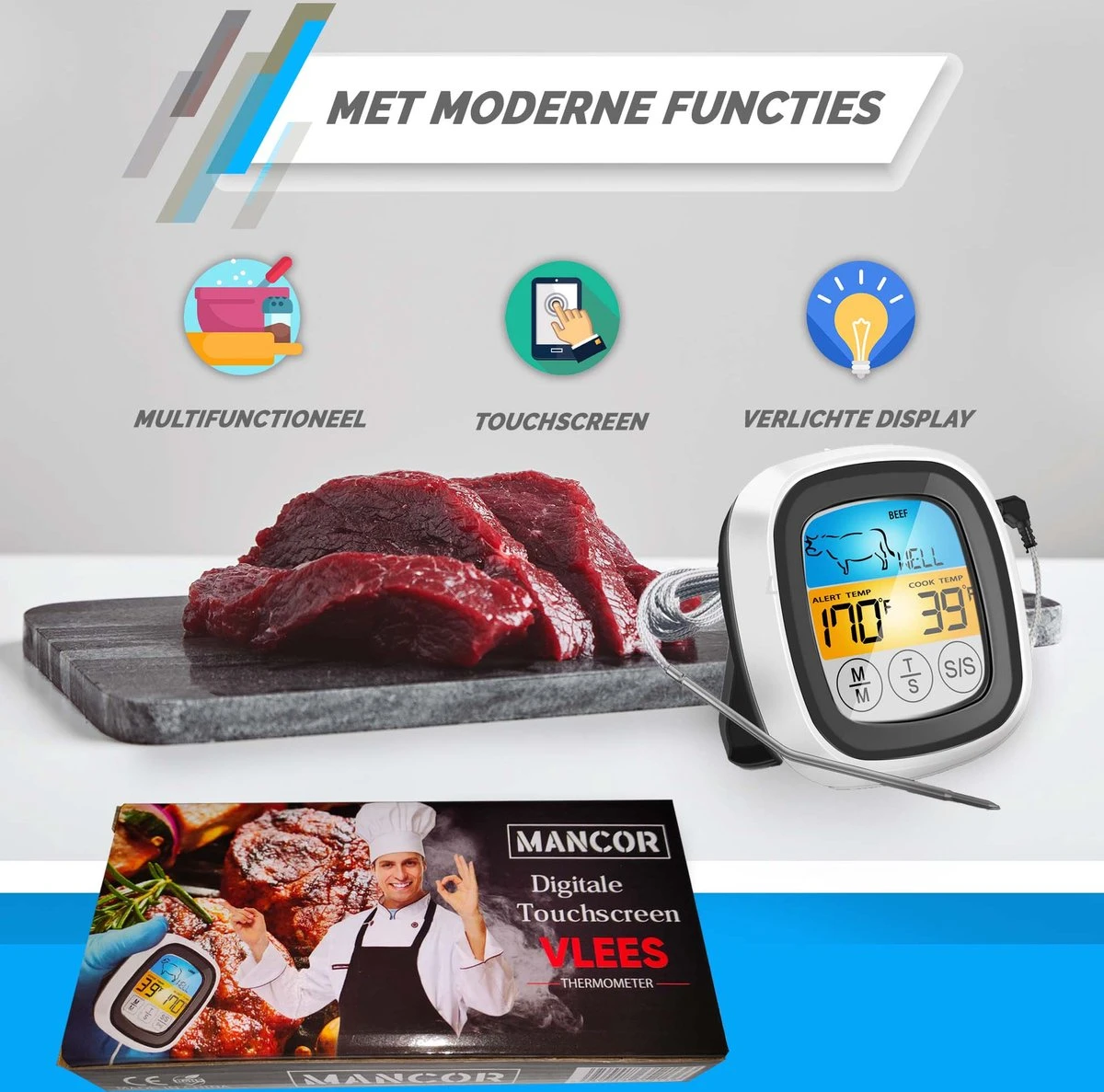 Mancor Digitale Vleesthermometer - Keukenthermometer - BBQ Thermometer - Oventhermometer - Afbeelding 5