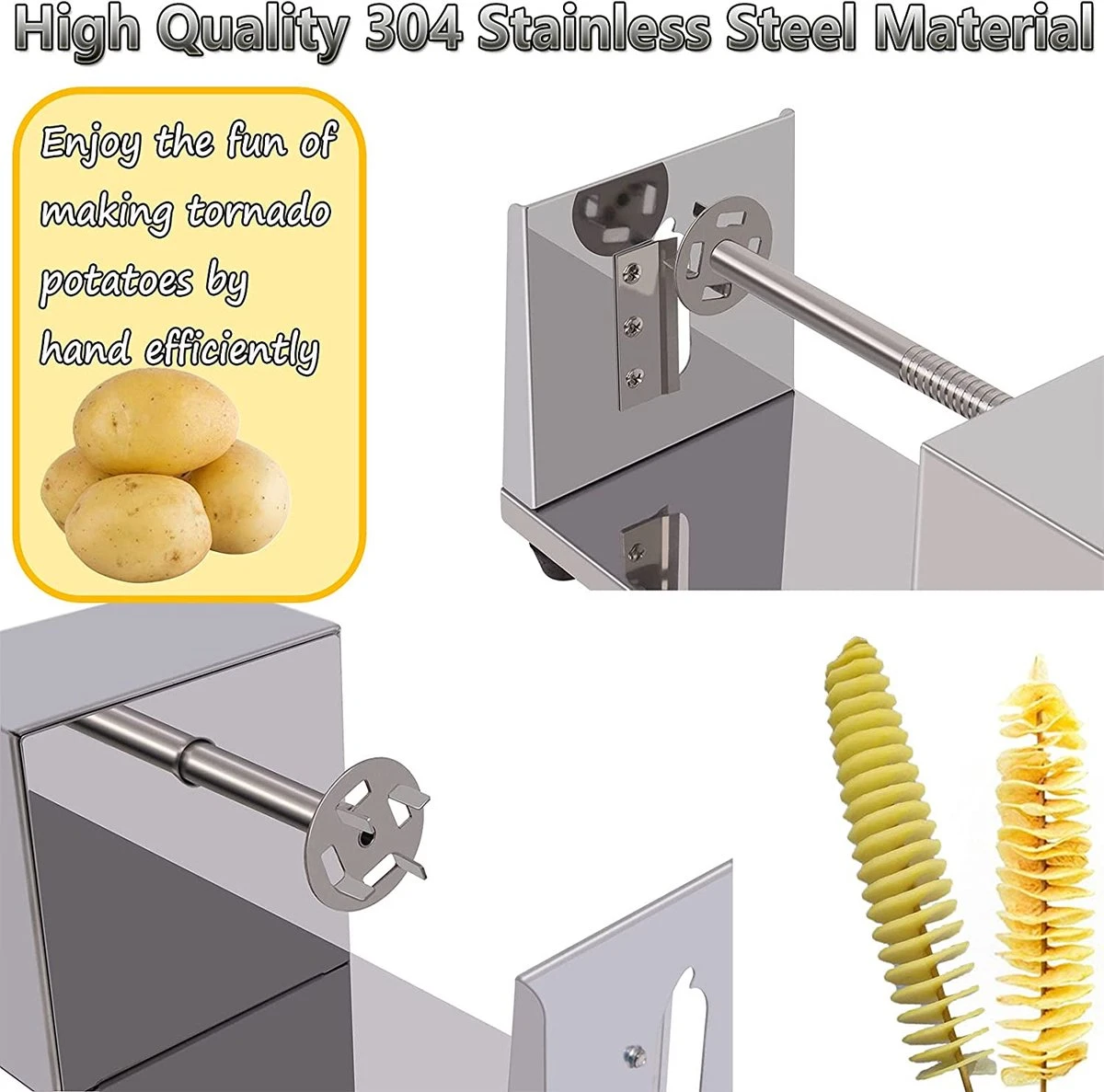 Uten - Spiraalsnijder Aardappel - Groente Slicer - Fruit Slicer - Frietsnijders - Voor Fruit, Aardappelen, Tornado Chips, Komkommers Of Wortels(RVS) - Afbeelding 2