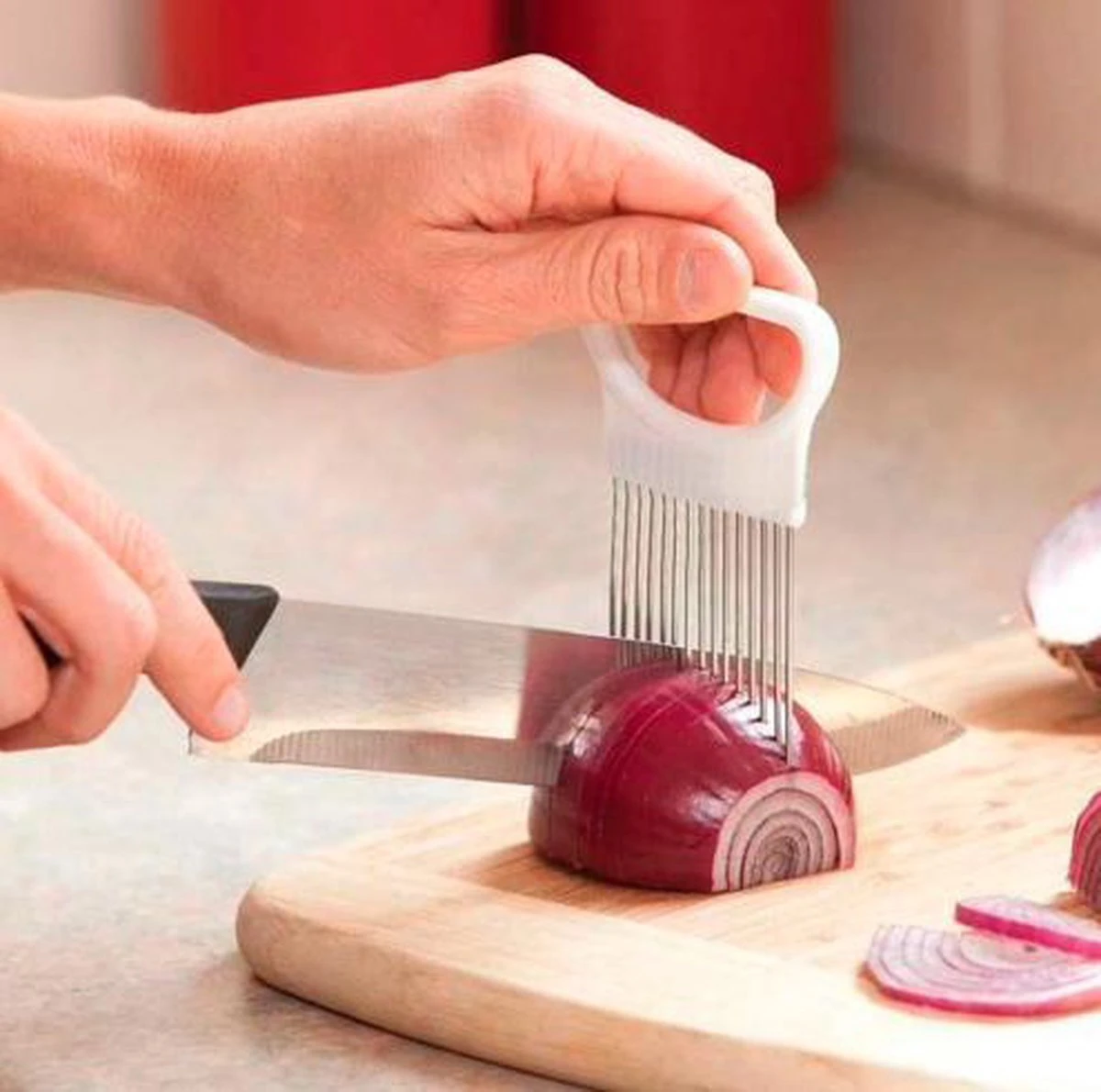 Merkloos Uiensnijder - Groentesnijder - RVS - Wit - Afbeelding 5