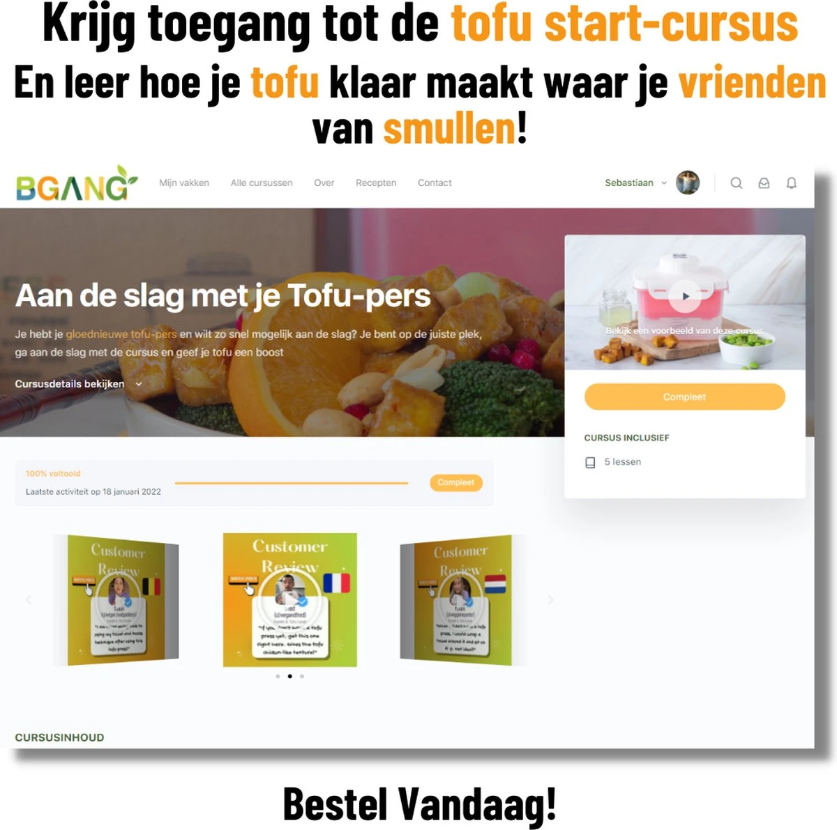BGANG Tofu Pers/Tofu Press + Marineer Box Incl. Recepten E-boek En Tofu Start Cursus - 2-in-1 Functie - Vegan - Vegetarisch - Afbeelding 5