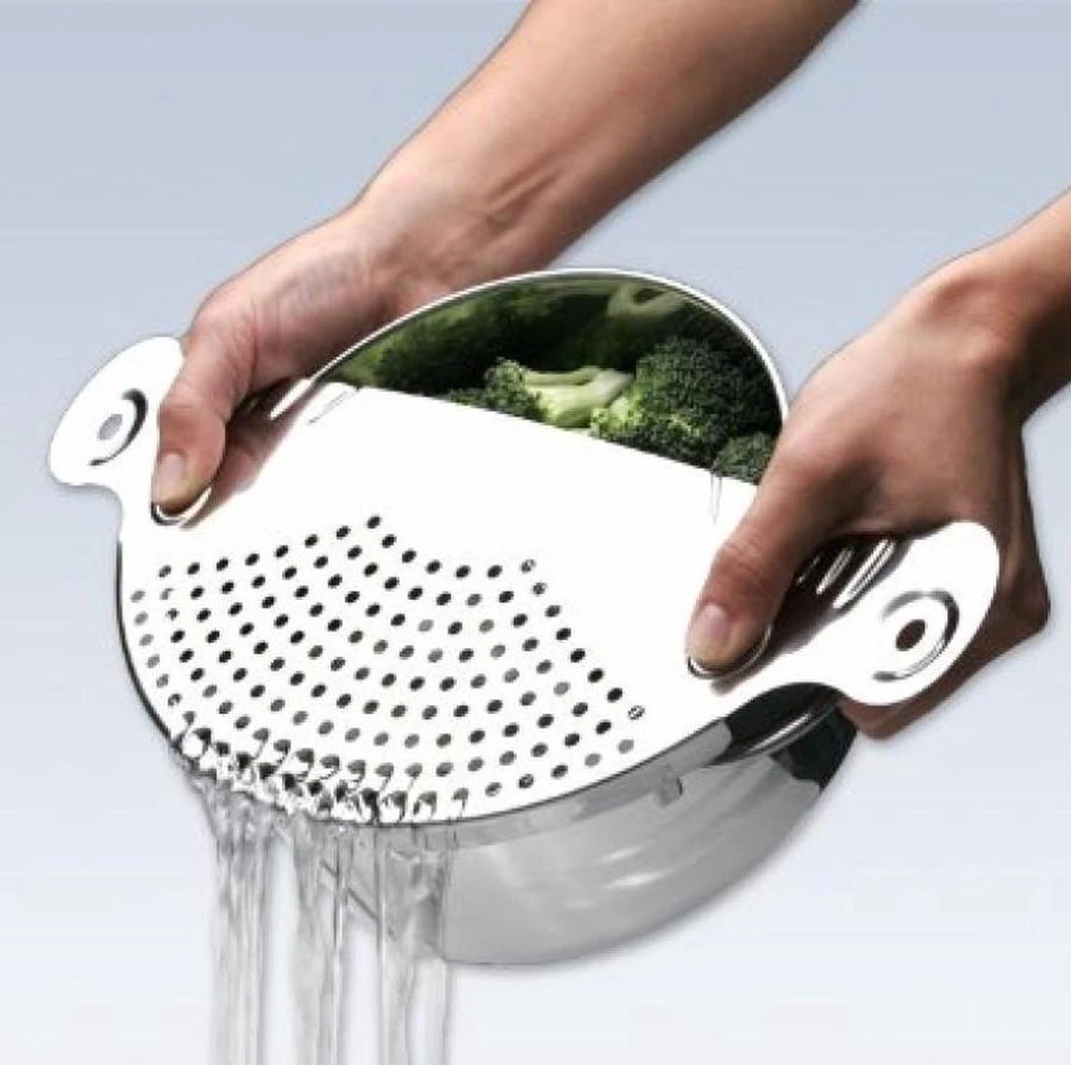 Fako® - RVS Afgiethulp – Afgietdeksel Met Handvaten – Vaatwasmachinebestendig – Makkelijk Afgieten - 26cm - Afbeelding 3