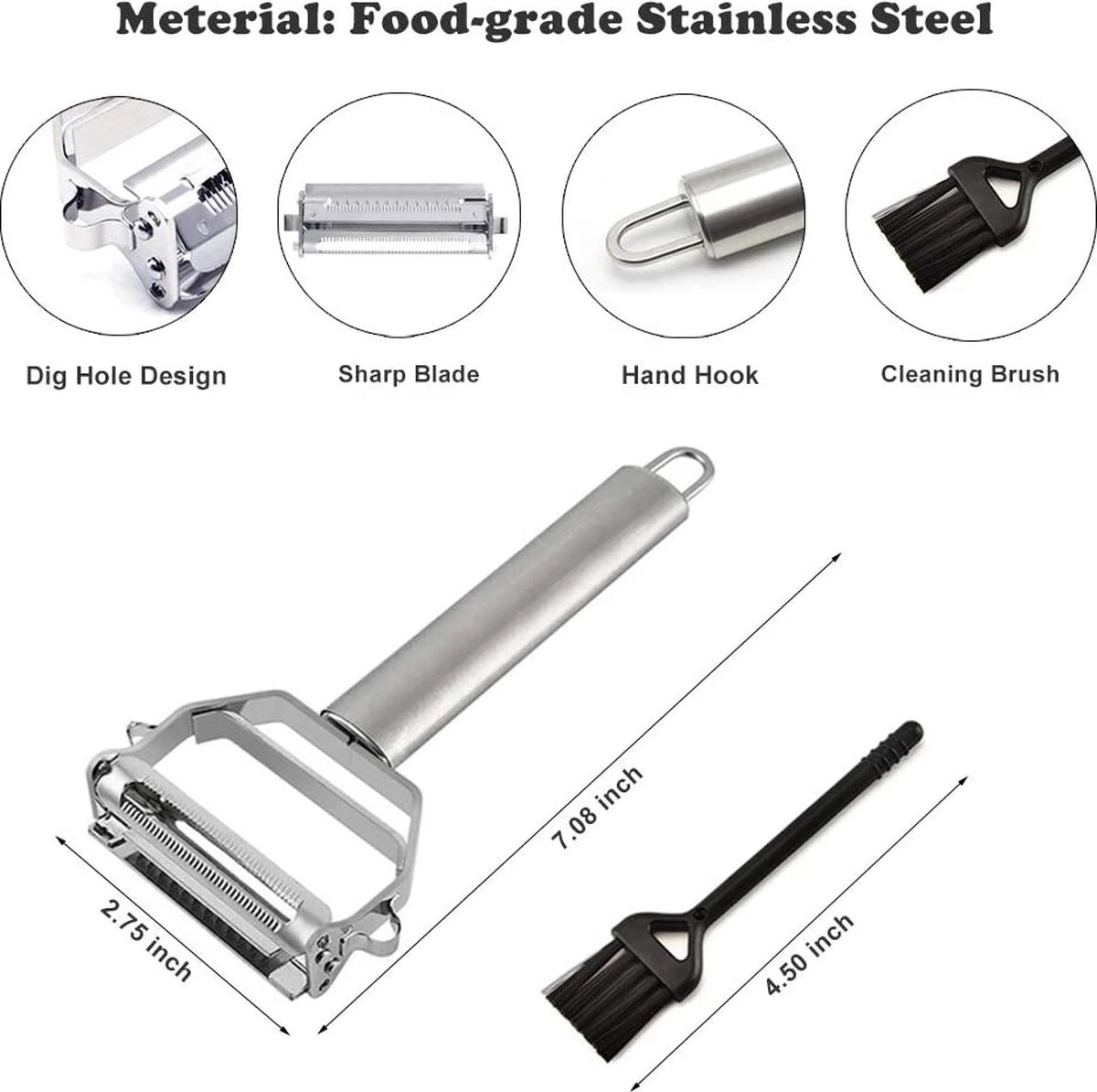 House Of Husk Dubbelzijdig Dunschiller - Julienne - Groenteschiller - Fruitsnijder - Afbeelding 10