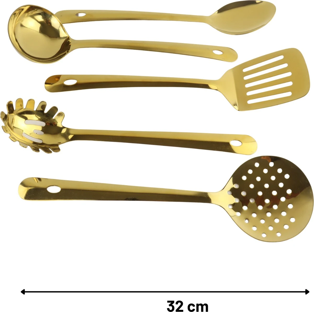 Orange85 Keukengerei Set - 5-delig - Goud - Schuimspaan - Spaghettilepel - Soeplepel - Spatel - Opscheplepel - Afbeelding 7