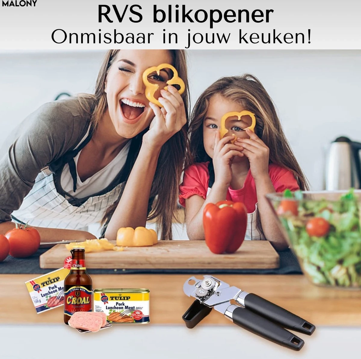 Malony RVS Blikopener - Flesopener - Bieropener - Opener - Stevig Handvat - Vaatwasser Bestendig - Zwart - Afbeelding 8
