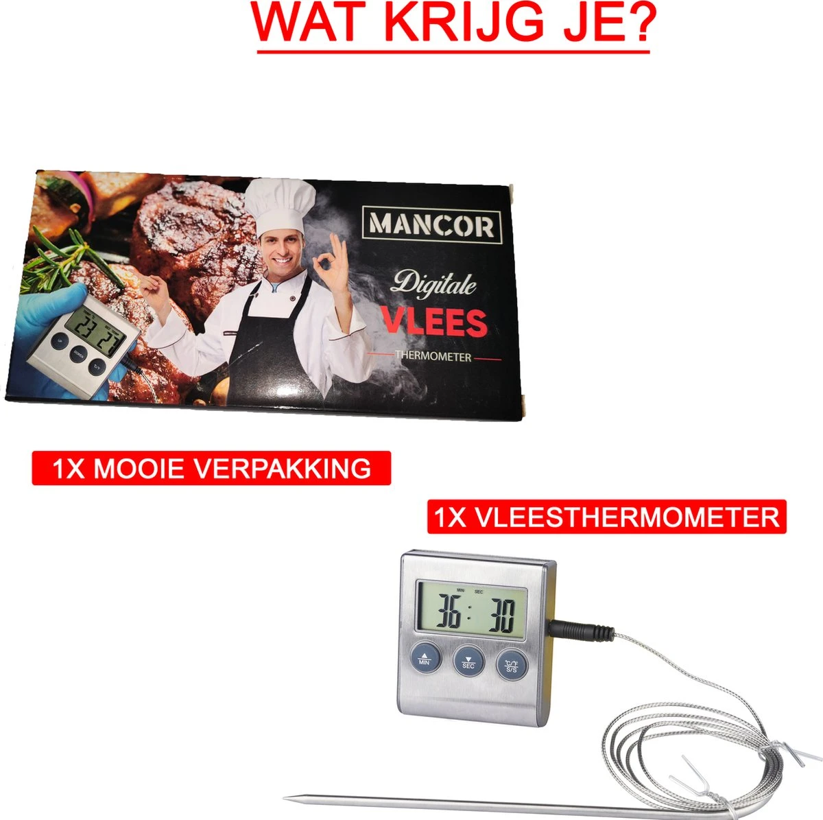 Mancor Digitale Vleesthermometer - Keukenthermometer - Afbeelding 9
