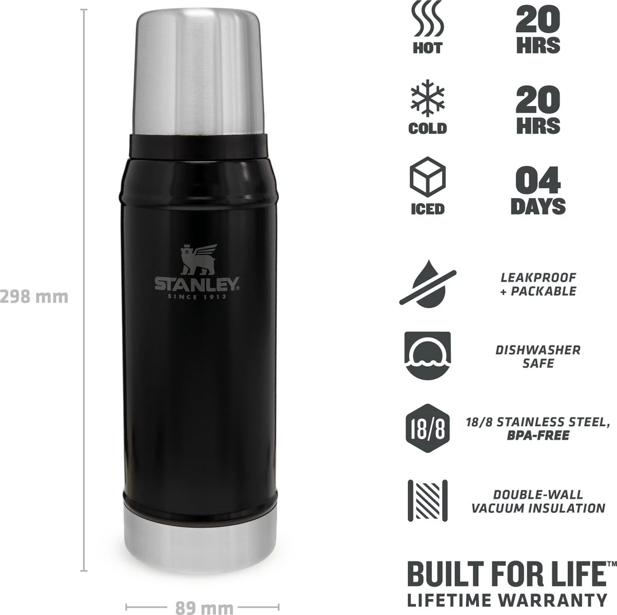 Stanley The Legendary Classic Bottle 0,75L - Thermosfles - Matte Black - Afbeelding 3
