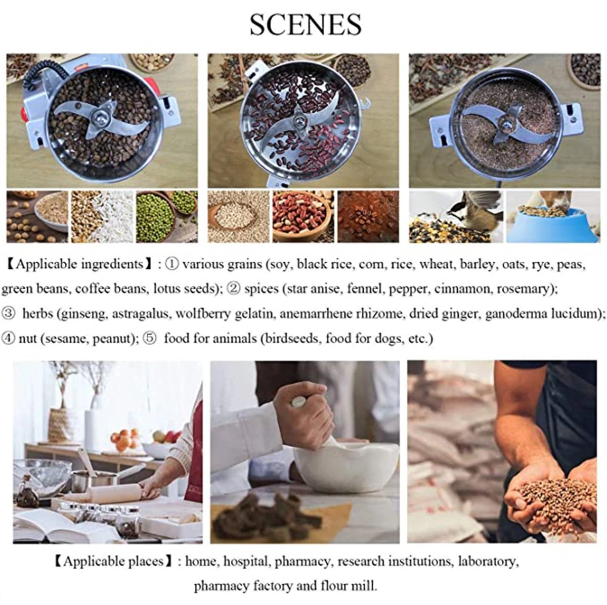 Professionele Elektrische Graanmolen - 800g Keukenmolen - Spice Grinder - Elektrische Kruidenmolen - RVS 3000W - 36000 (r/p) - Overload Protection - Afbeelding 5