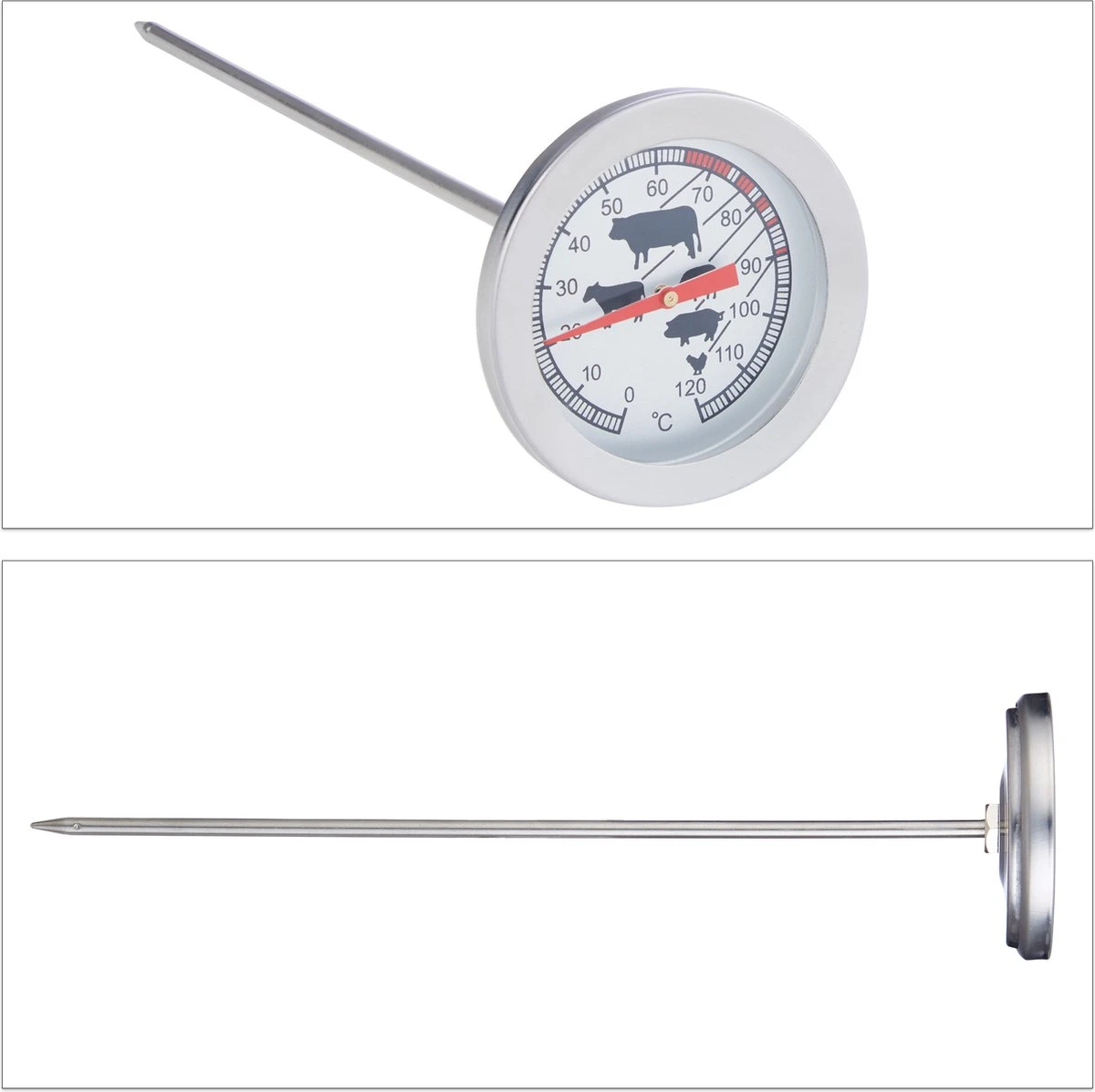 Relaxdays Vleesthermometer Analoog - Bbq Thermometer Rvs - Braadthermometer 20 Cm Barbecue - Afbeelding 9