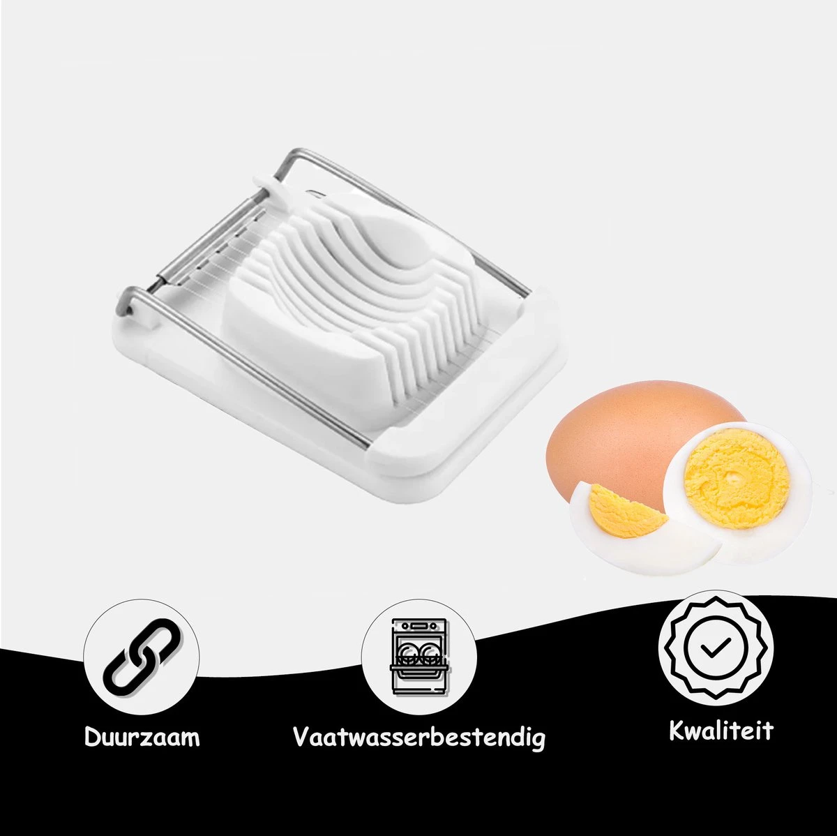 ProudProducts Eiersnijder – Eisnijder - Keukengerei – Vaatwasserbestendig – Kunststof - Wit - Afbeelding 3