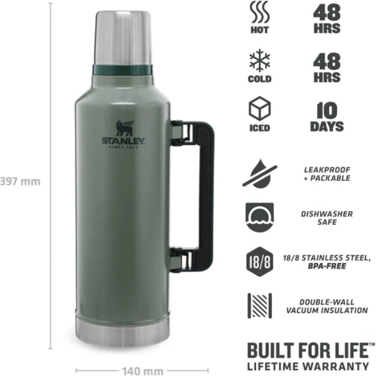 Stanley The Legendary Classic Bottle 1,00L - Thermosfles - Hammertone Green - Afbeelding 13