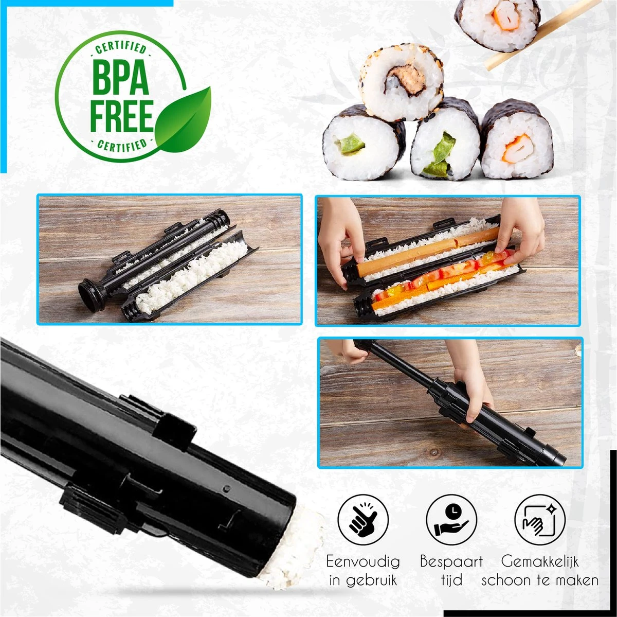 Sushi Bazooka - XXL Sushi Set - Sushi Kit Incl. 4 Paar Chopsticks - Sushi Maker - Afbeelding 2