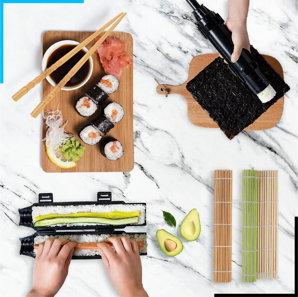 Sushi Bazooka - XXL Sushi Set - Sushi Kit Incl. 4 Paar Chopsticks - Sushi Maker - Afbeelding 3