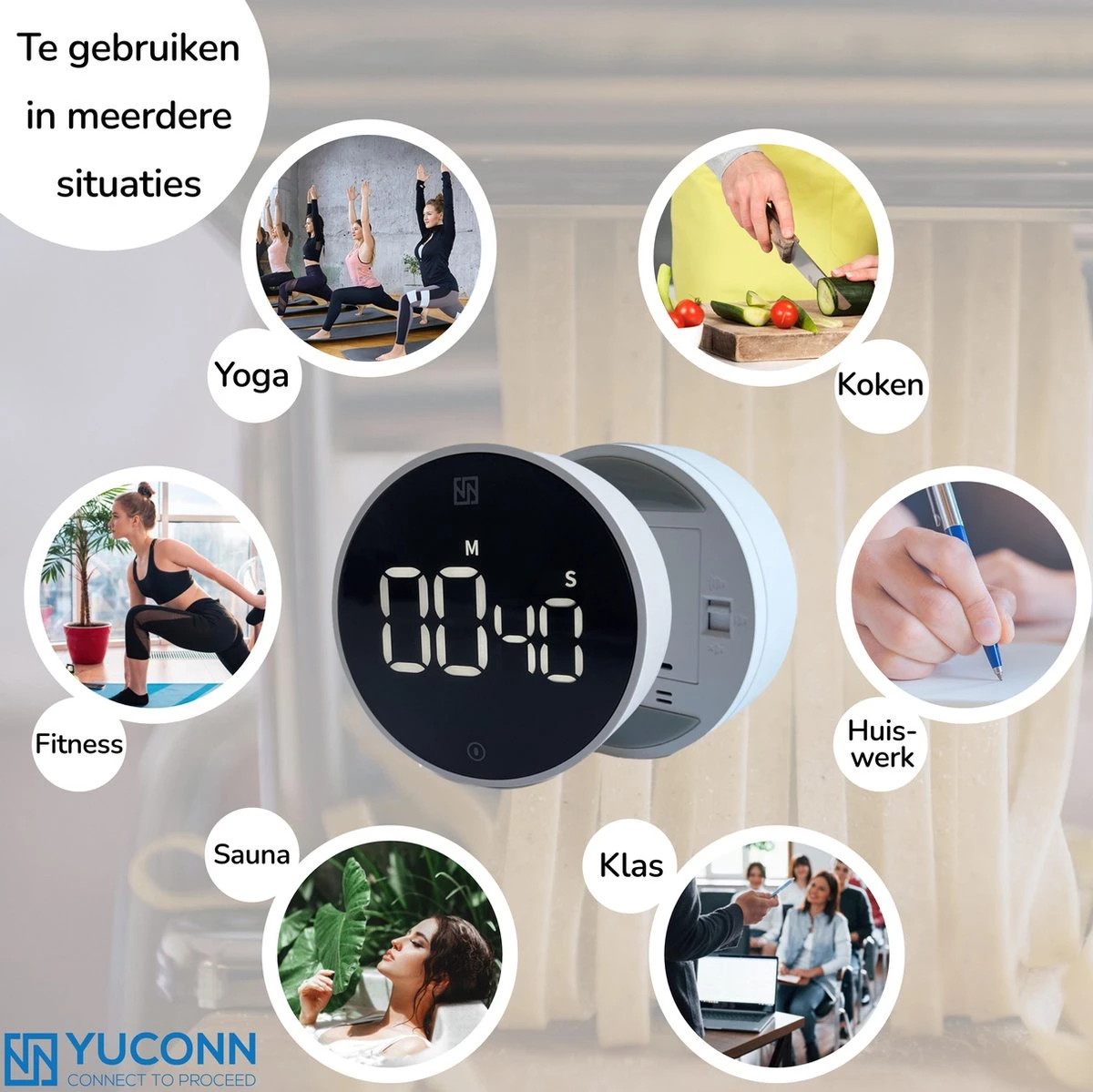YUCONN® Digitale Kookwekker - Keukenwekker - Timer En Stopwatch - Eierwekker - Douche Timer - Magneet - Met Draaiknop - Wit/Zwart - Afbeelding 5