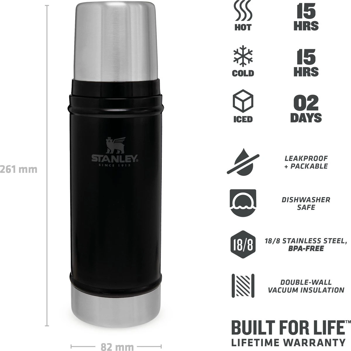 Stanley The Legendary Classic Bottle 0,47L - Thermosfles - Matte Black - Afbeelding 3