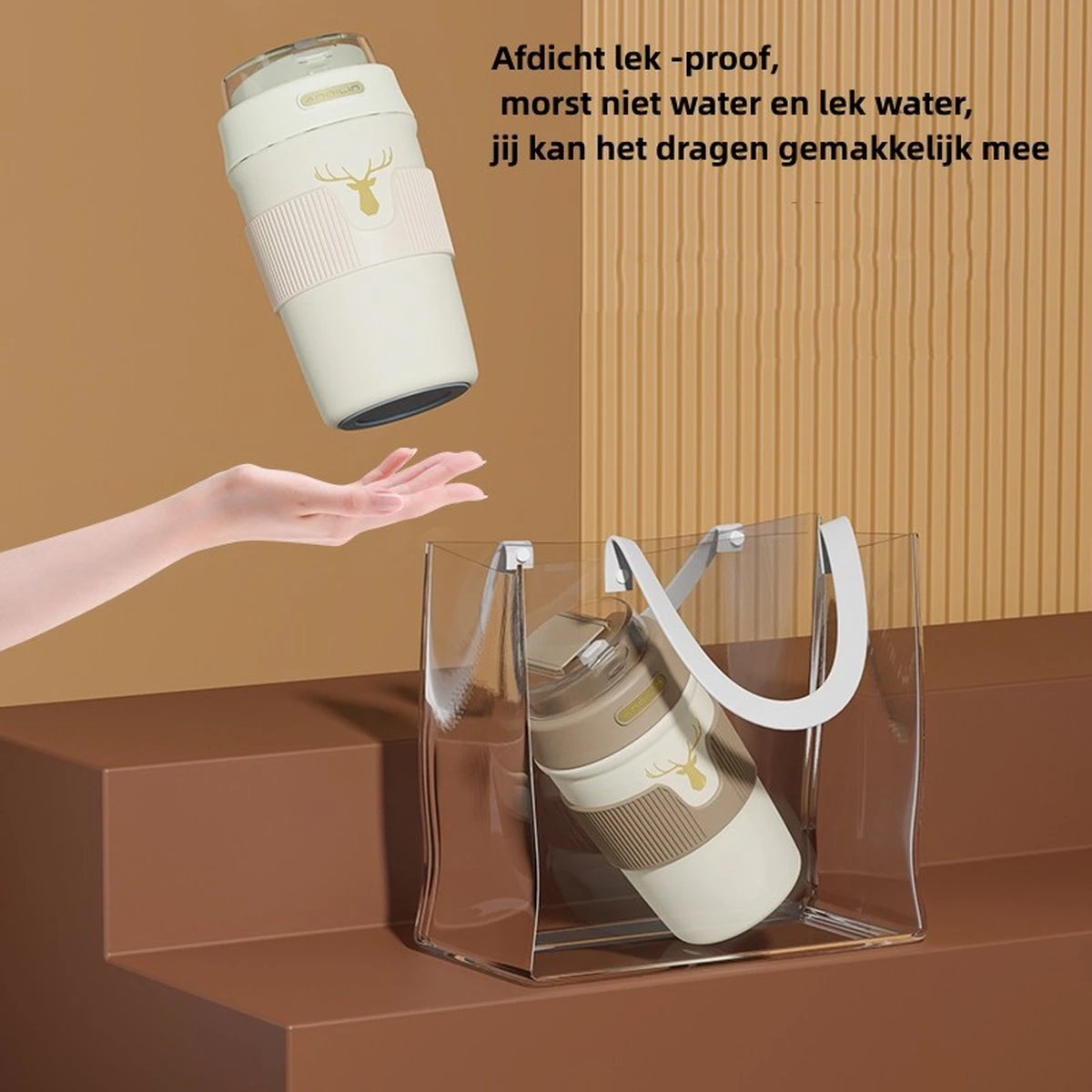 Floraweg Cup - Drinkbeker To GO- Lekvrij Dubbelwandig ,RVS 316, Thermosbeker Koffiebeker- Koffie En Thee - 400ml Zwart - Afbeelding 4