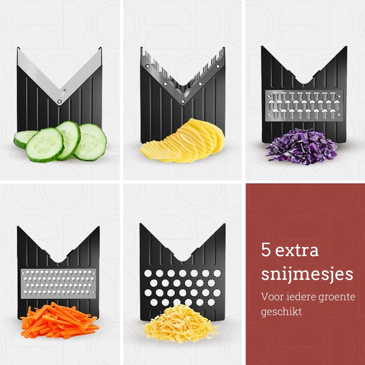 Gustuine Mandoline Keukensnijder - Multifunctionele Groentesnijder & Frietsnijder - Rasp & Kaasrasp - Incl. E-Book - Afbeelding 7