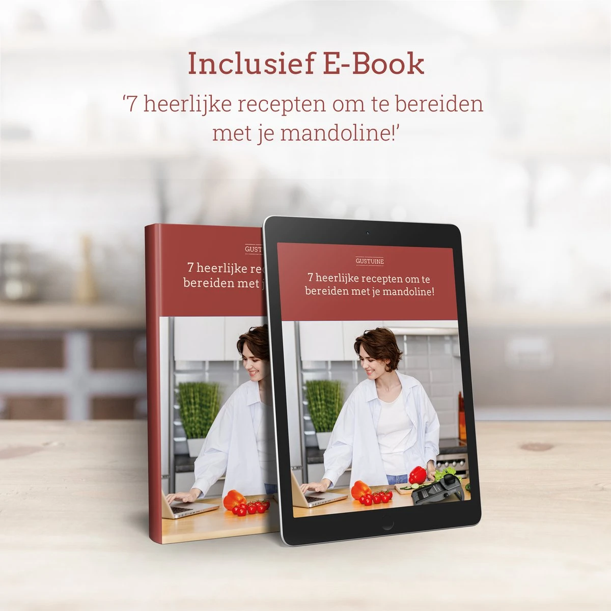 Gustuine Mandoline Keukensnijder - Multifunctionele Groentesnijder & Frietsnijder - Rasp & Kaasrasp - Incl. E-Book - Afbeelding 8