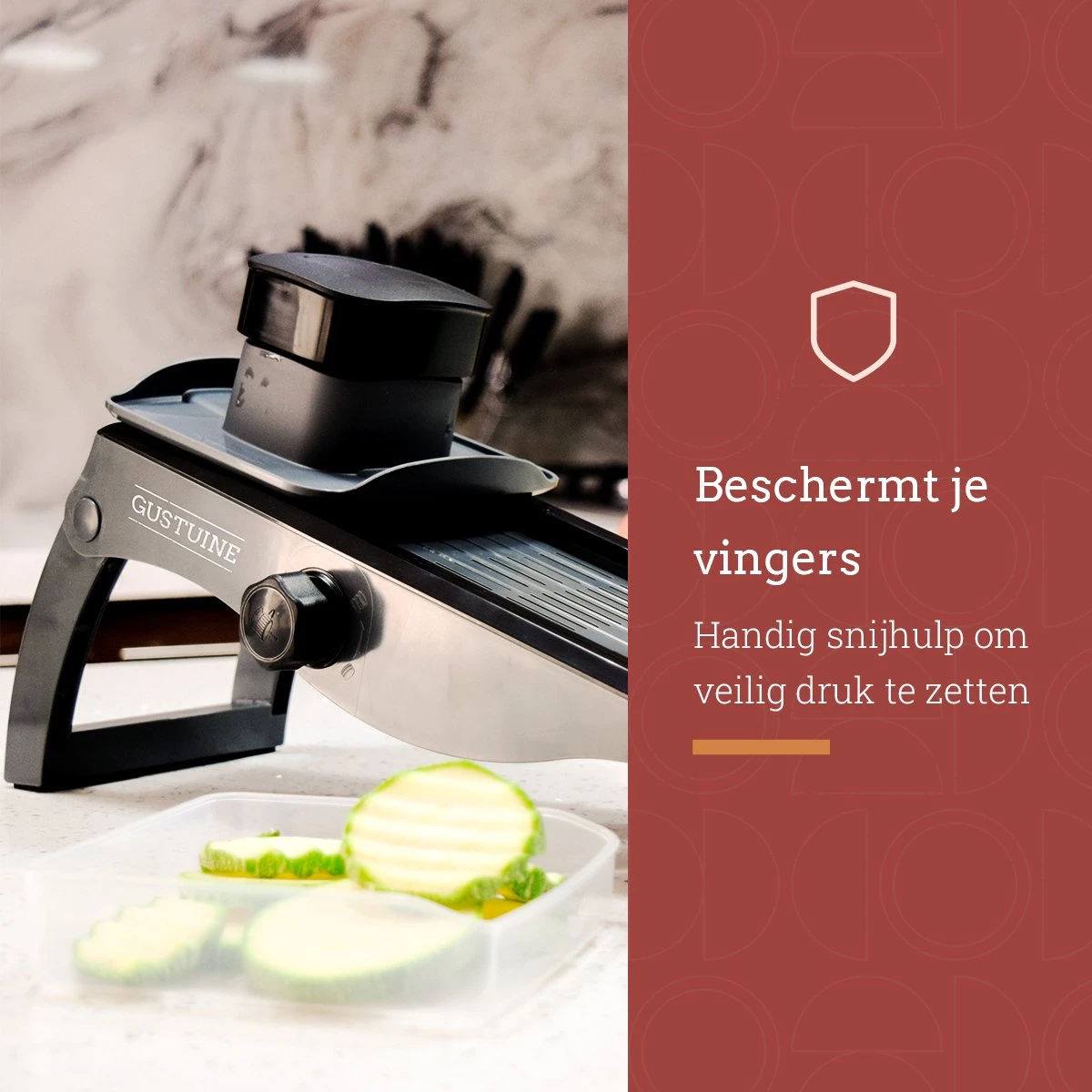 Gustuine Mandoline Keukensnijder - Multifunctionele Groentesnijder & Frietsnijder - Rasp & Kaasrasp - Incl. E-Book - Afbeelding 9