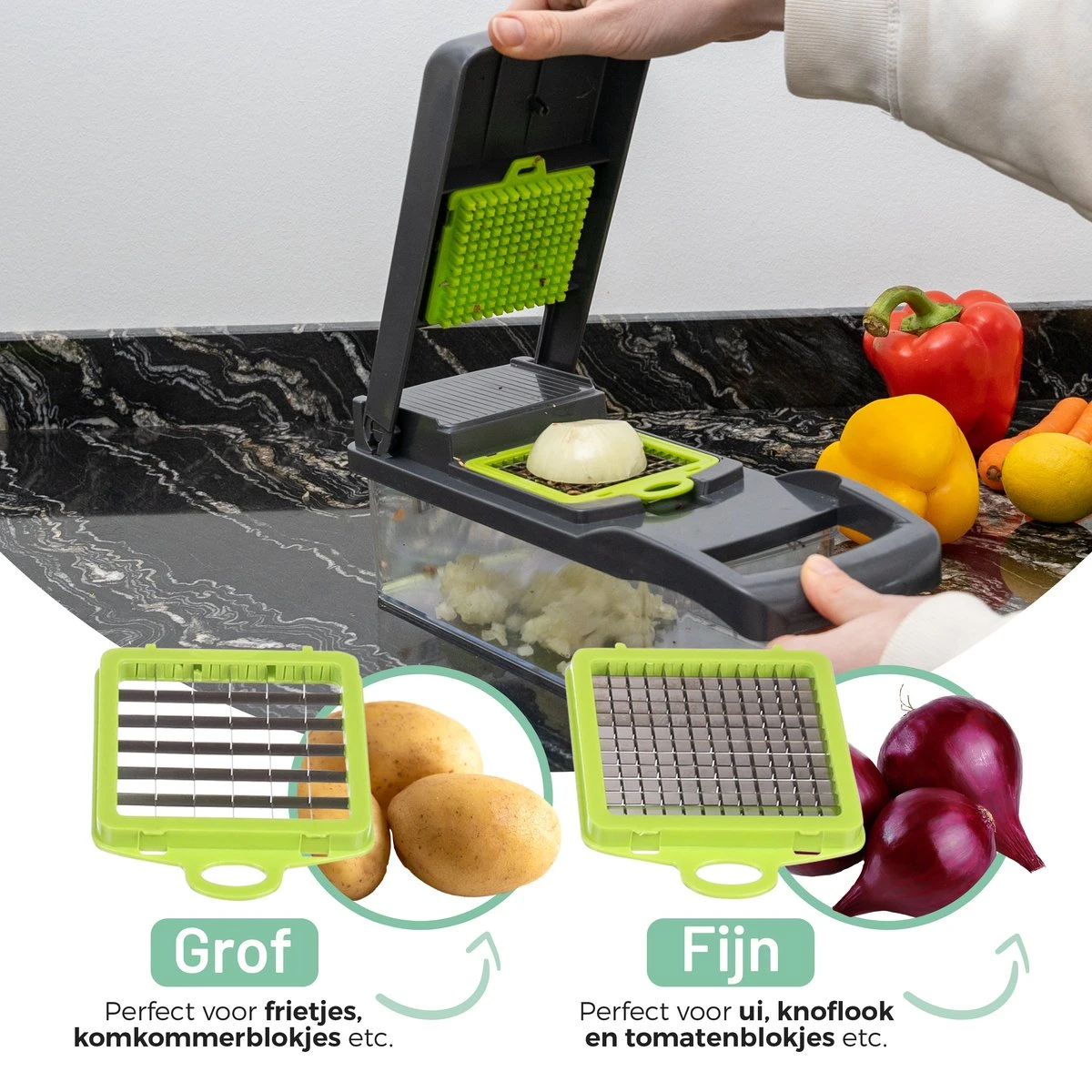Triple J® Multi Functionele Mandoline Keukensnijder - Groentesnijder - Keukenmachine - Snijmachine - Rasp - Keuken Accessoires - Afbeelding 4