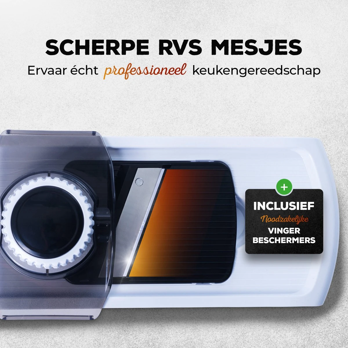 Estus QuickSlicer Mandoline Keukensnijder - Groentesnijder - Uiensnijder - Spiraalsnijder - Roestvrij Staal - Vingerbeschermer - 6 Opzetstukken - Afbeelding 2