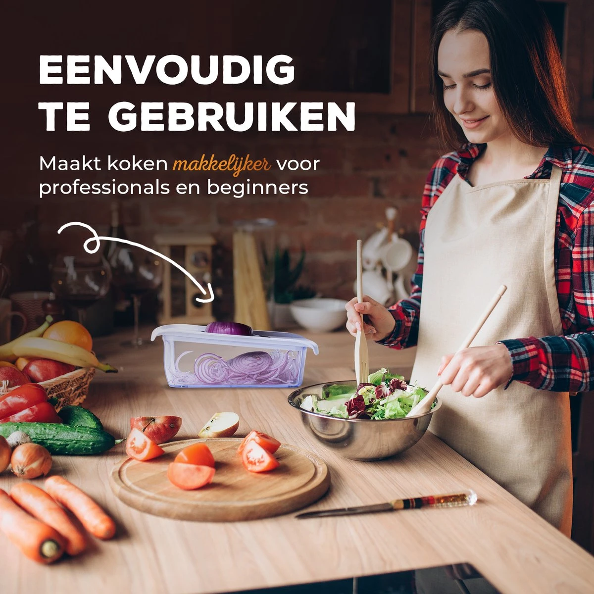 Estus QuickSlicer Mandoline Keukensnijder - Groentesnijder - Uiensnijder - Spiraalsnijder - Roestvrij Staal - Vingerbeschermer - 6 Opzetstukken - Afbeelding 6