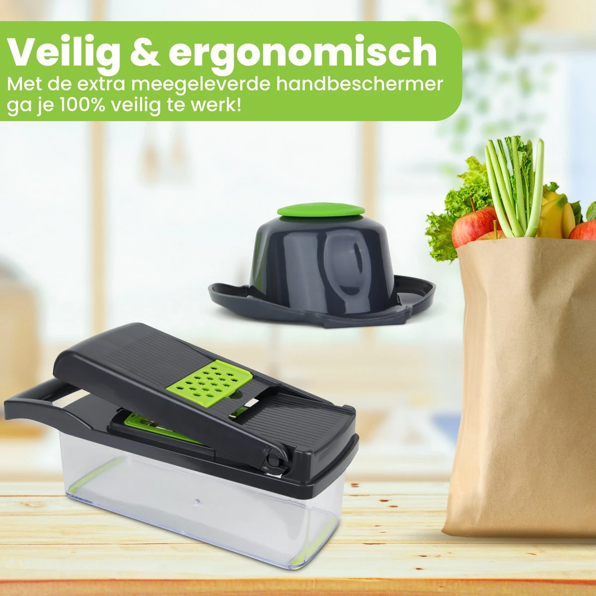Acestore - Luxe Groentesnijder + Gratis E-Book! - Keukensnijder - Keukenmachine - Mandoline Slicer - Multifunctioneel - 12 In 1 -Met Opvangbak - Afbeelding 5