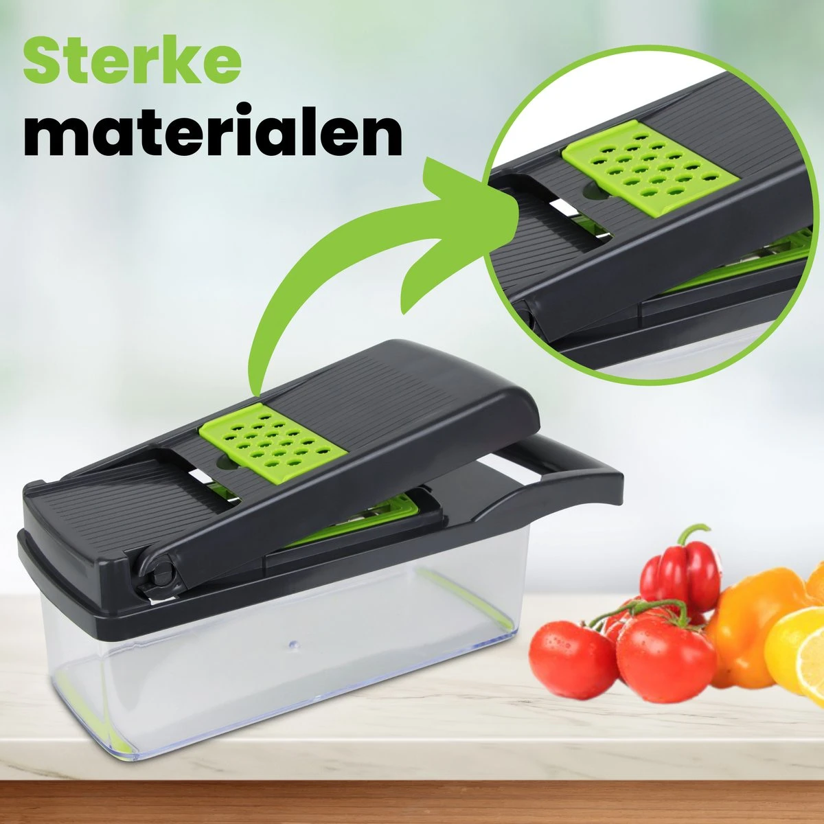 Acestore - Luxe Groentesnijder + Gratis E-Book! - Keukensnijder - Keukenmachine - Mandoline Slicer - Multifunctioneel - 12 In 1 -Met Opvangbak - Afbeelding 6