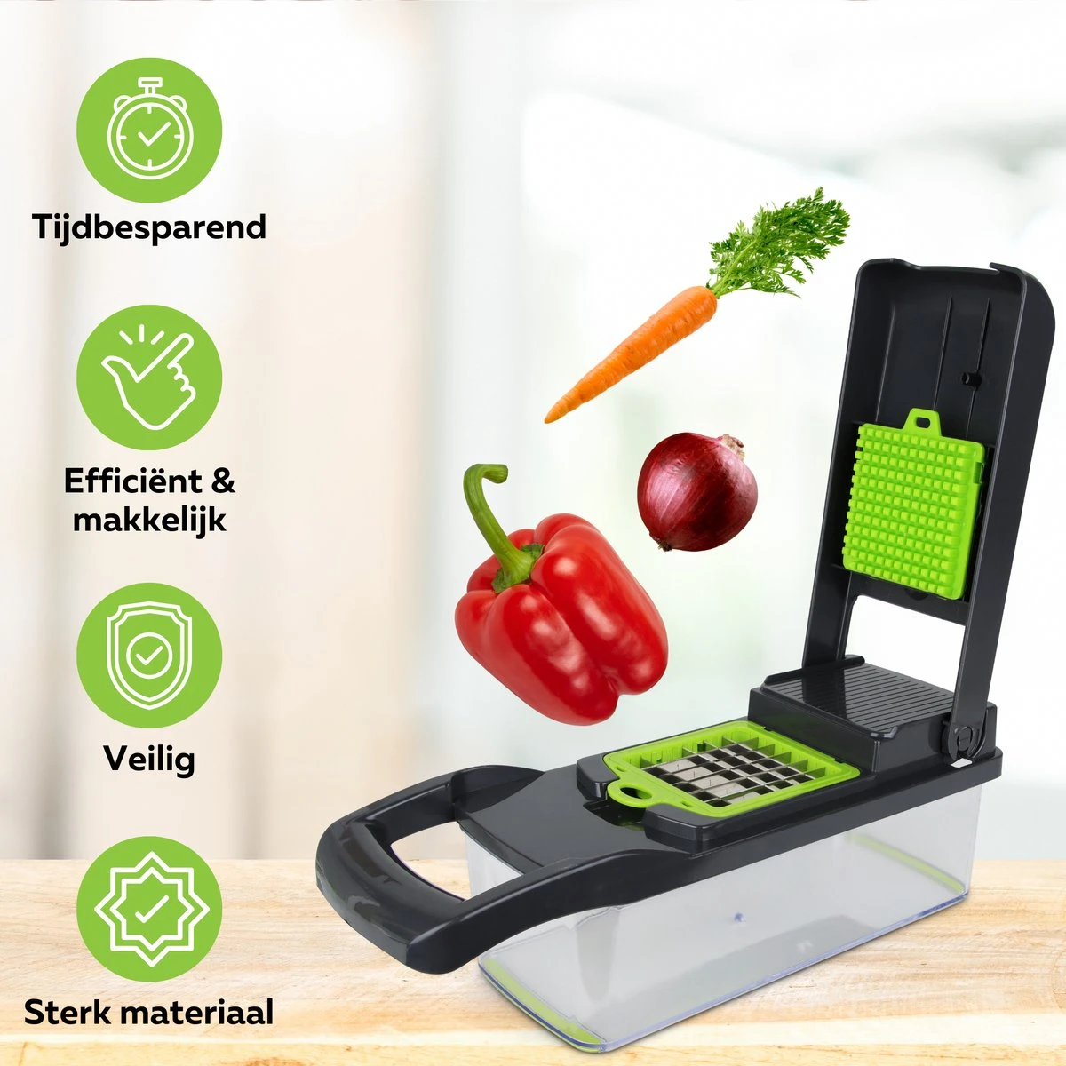 Acestore - Luxe Groentesnijder + Gratis E-Book! - Keukensnijder - Keukenmachine - Mandoline Slicer - Multifunctioneel - 12 In 1 -Met Opvangbak - Afbeelding 7