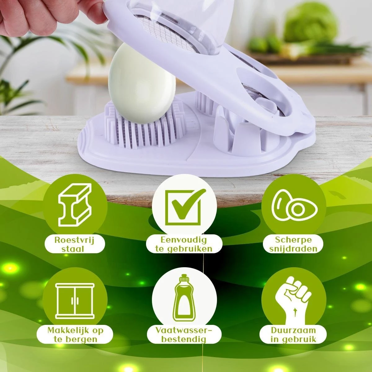 Dremdo Eiersnijder 3-delig | Vaatwasserbestendig | Incl. Eierprikker En Eierwekker - Eisnijder - Eiprikker - Eiwekker - Afbeelding 2