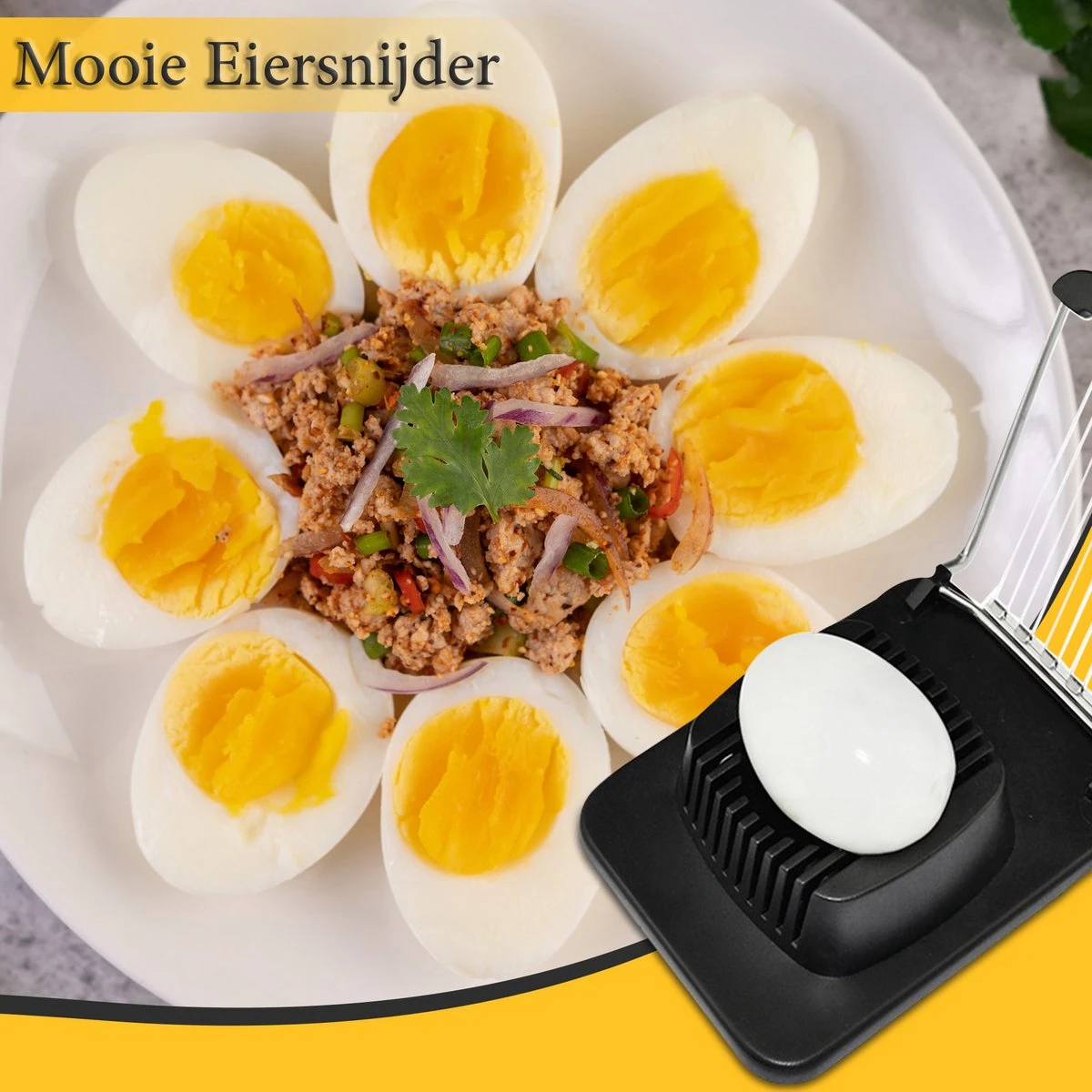 ProudProducts Eiersnijder – Eisnijder - Keukengerei – Vaatwasserbestendig – Kunststof - Zwart - Afbeelding 7