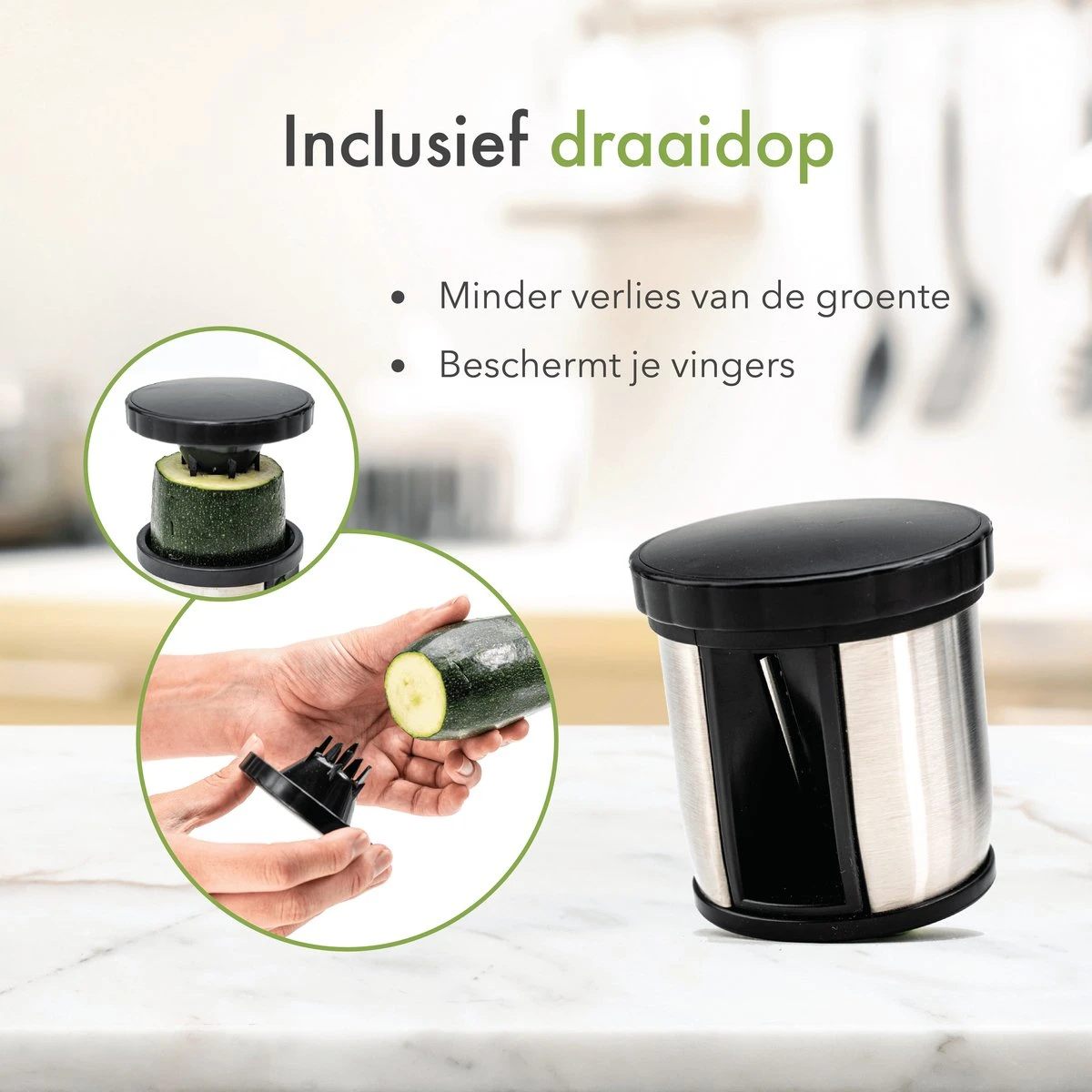 COLLIE Spiraalsnijder - Inclusief Recepten E-book & Schoonmaakborsteltje - Spirelli - Spiralizer - Courgettesnijder - Afbeelding 3