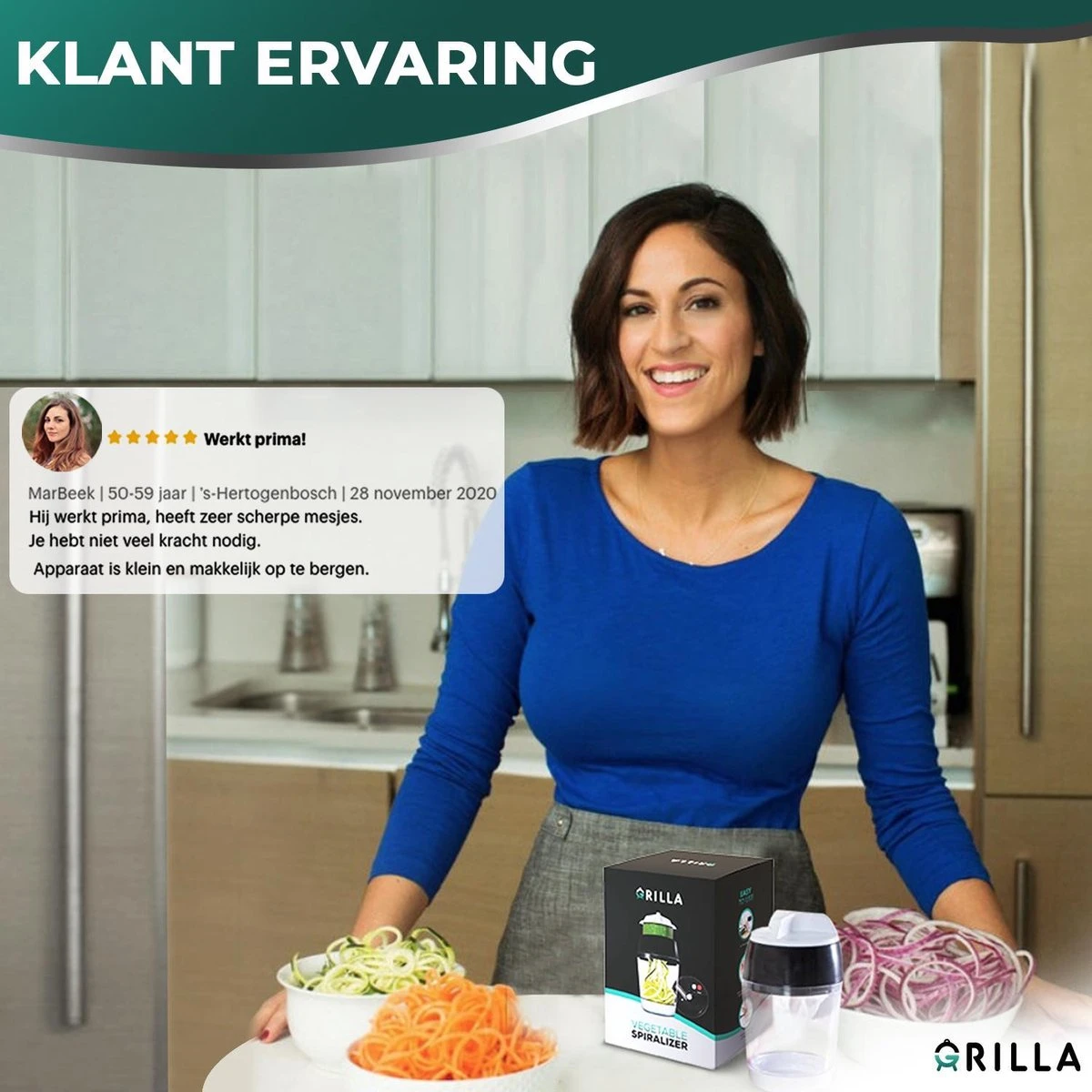 Spirelli Spiraalsnijder - Spiralizer Voor Groenten – Courgette Snijder XL -Zwart/Wit - Afbeelding 7